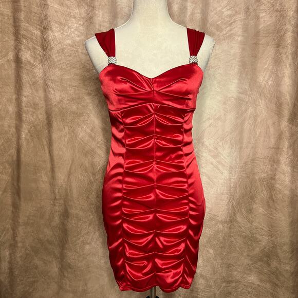 Pompous Girly Dresses & Skirts - Vintage Y2K Pompous Girly Satin Sleeveless Ruched Bodycon Mini Party Dress Indie